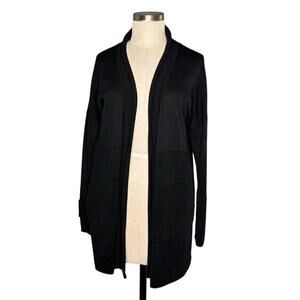 LULULEMON Black Knit Open Front Cardigan Sweater Women's Medium Split Back Wool